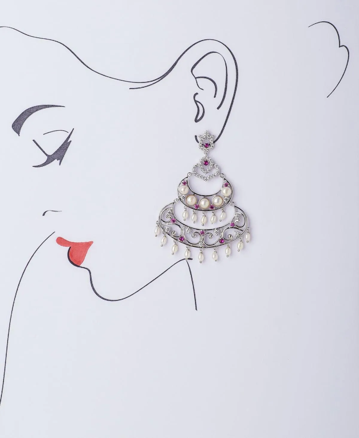 Faiza Pearl Chandeliers Earring