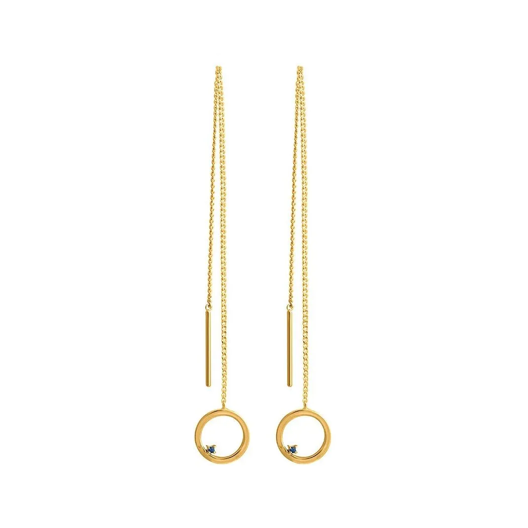 Free To Roam Thread Earrings - Gold / Sapphire