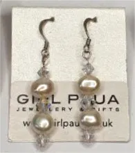 Freshwater Pearl Earrings White - by Mhairi Sim - Girl Paua