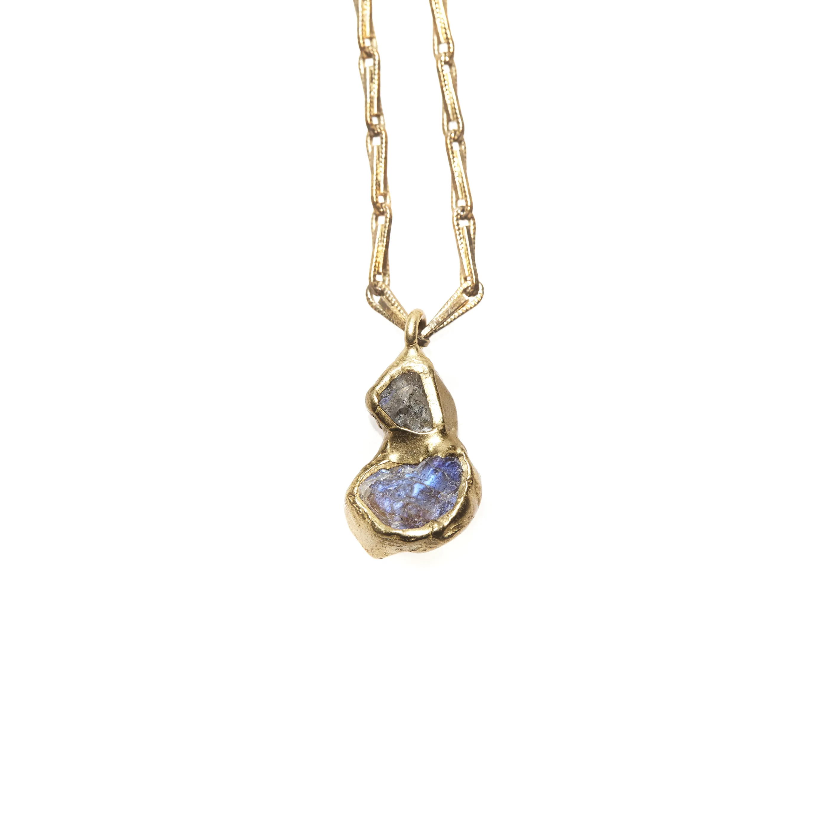 Frozen Fire Double Pendant Necklace (Labradorite)