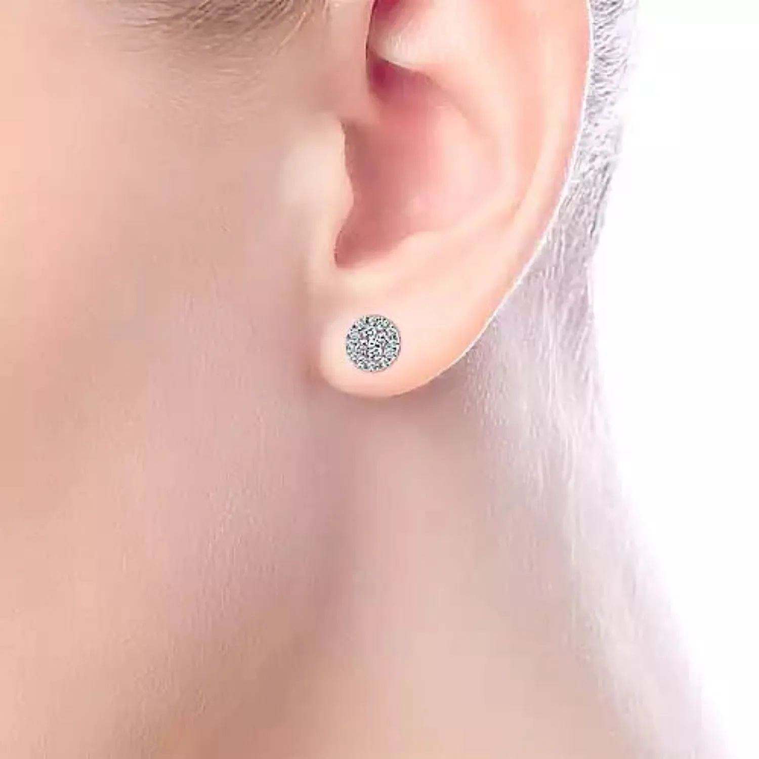 Gabriel & Co. Diamond Cluster Pave Stud Earrings