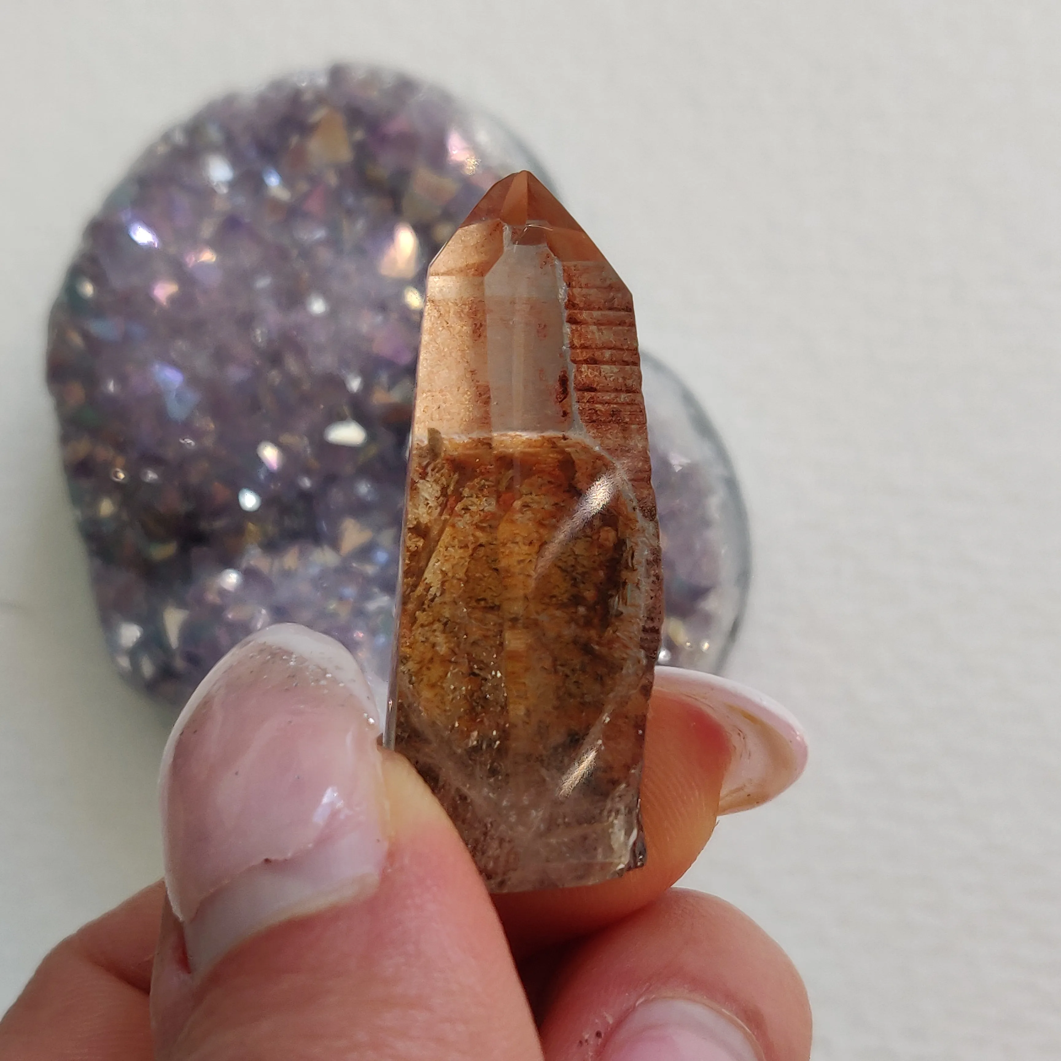 Garden Quartz Point, Lodolite Point (#20G)