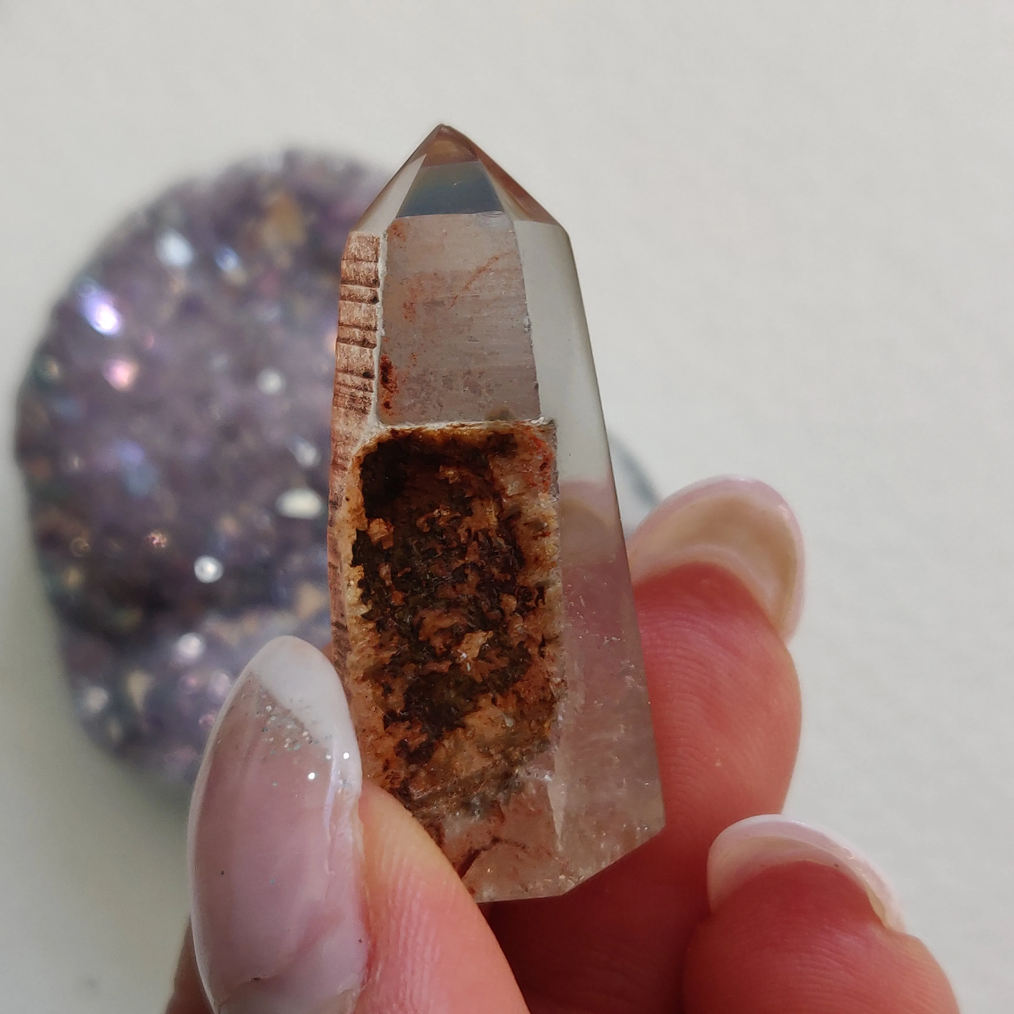 Garden Quartz Point, Lodolite Point (#20G)