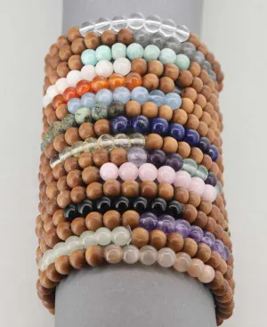 Gemstone and Sandalwood Mala Beaded Bracelet