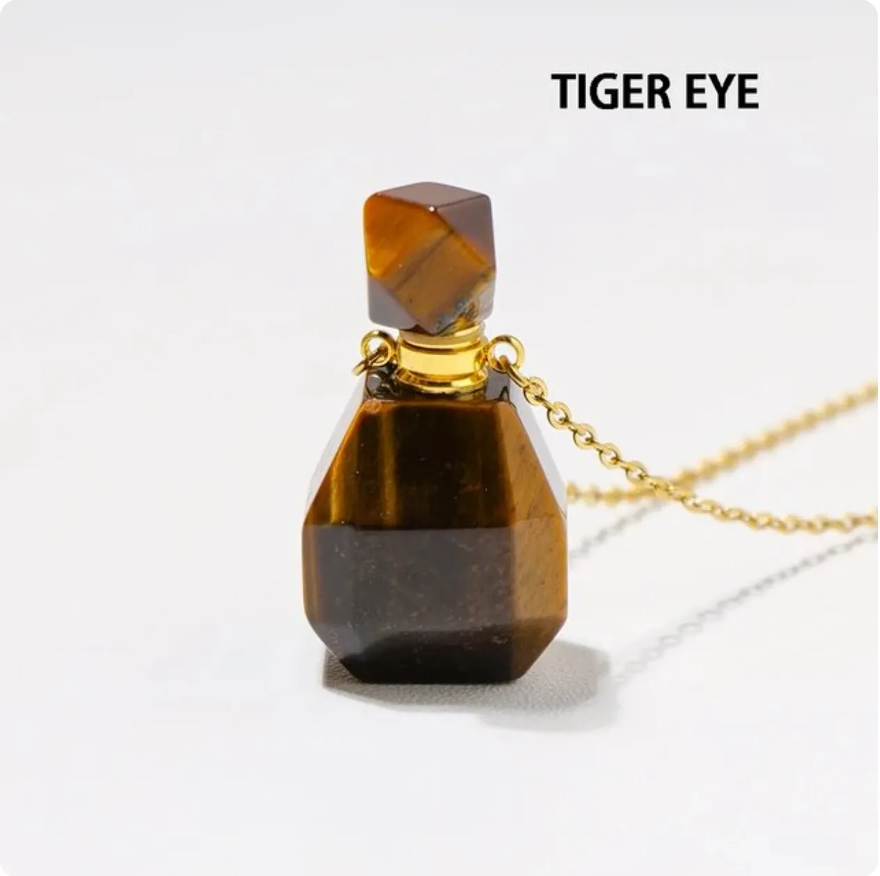 Gemstone Essential Oil Bottle Pendant Necklace