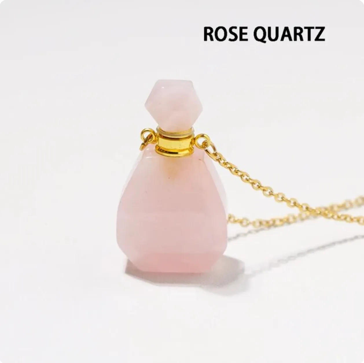 Gemstone Essential Oil Bottle Pendant Necklace