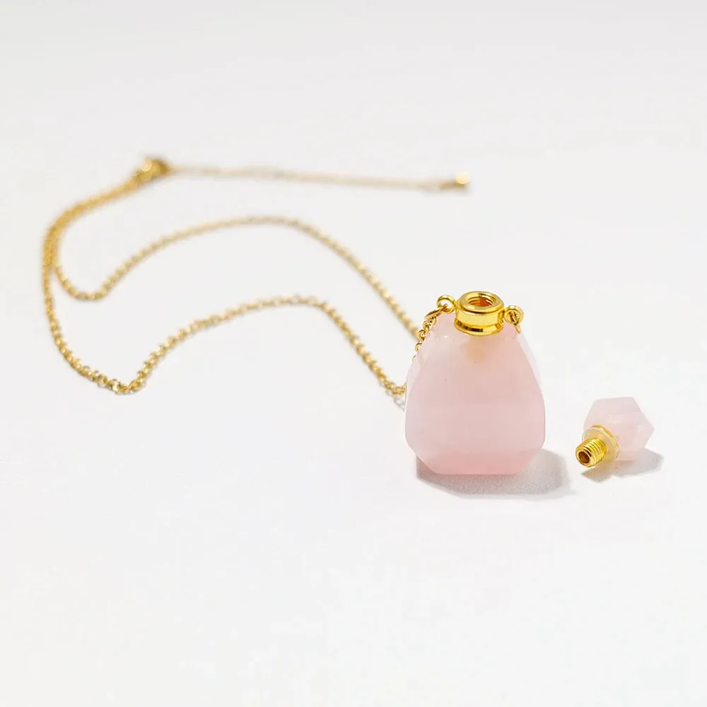 Gemstone Essential Oil Bottle Pendant Necklace