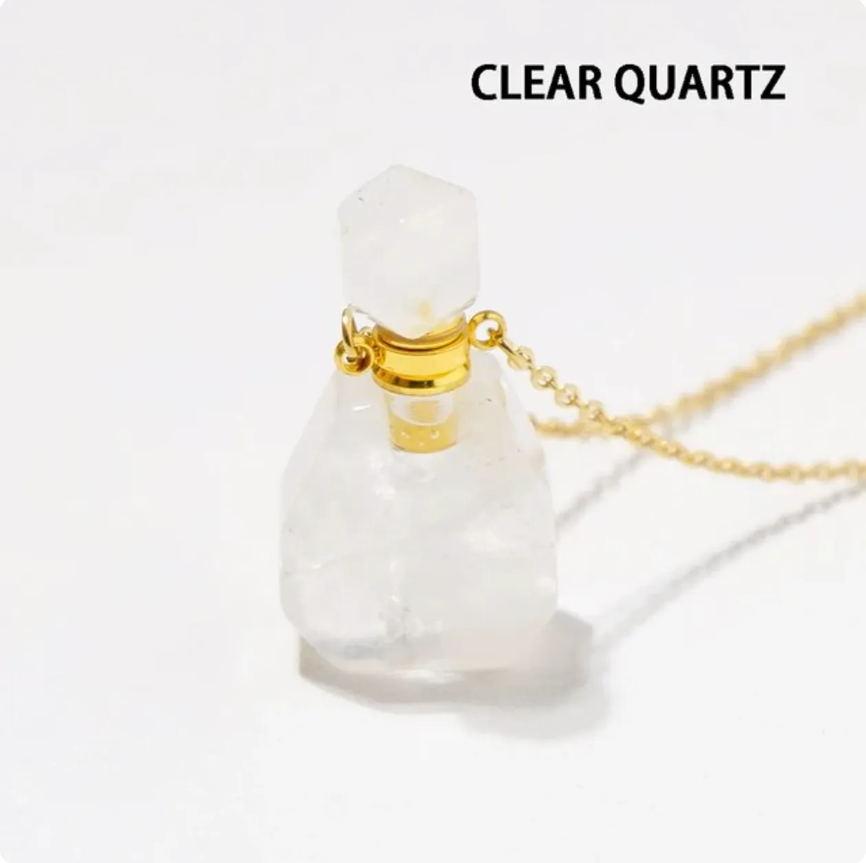 Gemstone Essential Oil Bottle Pendant Necklace