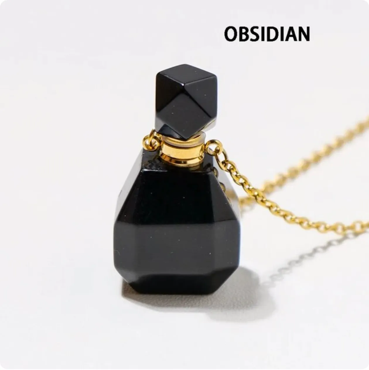 Gemstone Essential Oil Bottle Pendant Necklace