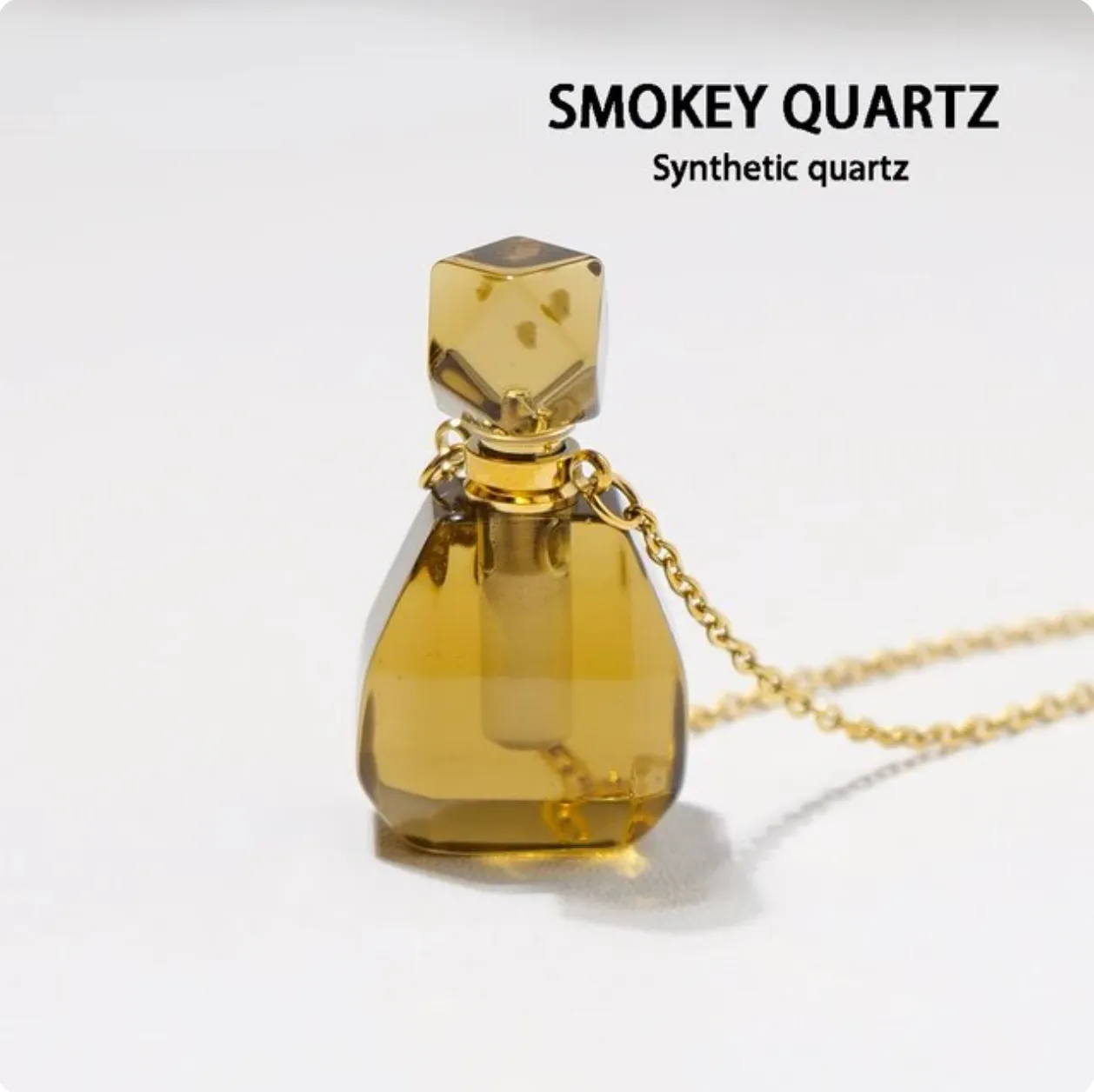 Gemstone Essential Oil Bottle Pendant Necklace