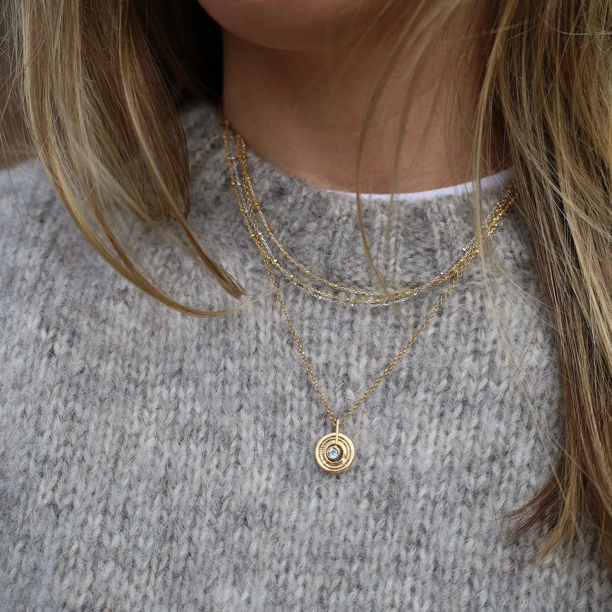 Gold Plated & Blue Topaz Necklace