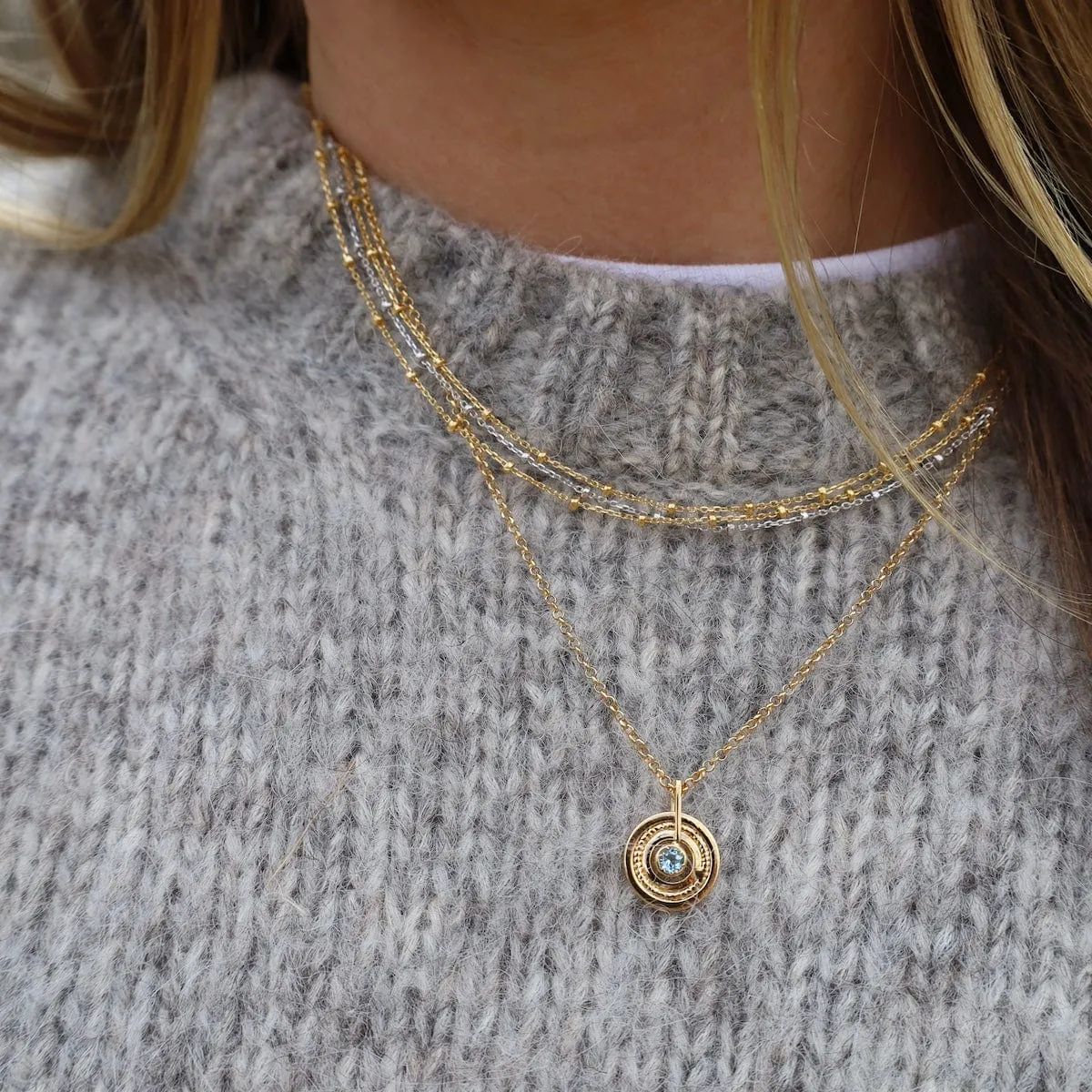 Gold Plated & Blue Topaz Necklace