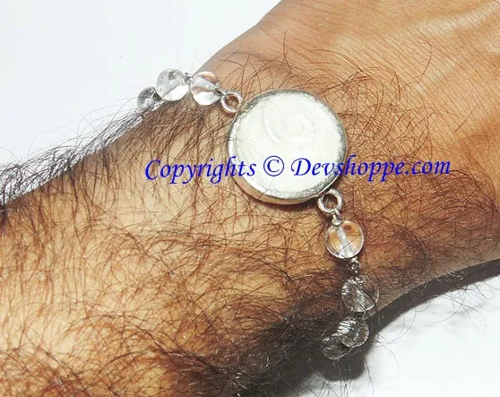 Gomti Chakra bracelet with Crystal beads in pure silver
