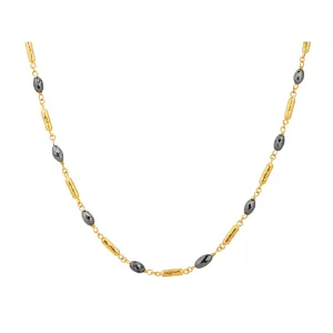 Gurhan 24K Yellow Gold Necklace with Faceted Black Diamond Bead Stations with 18K Lobster Clasp