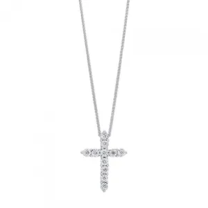 Illusion Set Diamond Cross Pendant in Sterling Silver