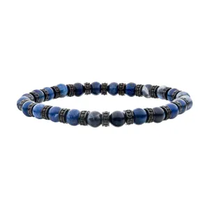 Inox Black IP Stainless Steel and Lapis Lazuli and Blue Sodalite Stone Beads Bracelet