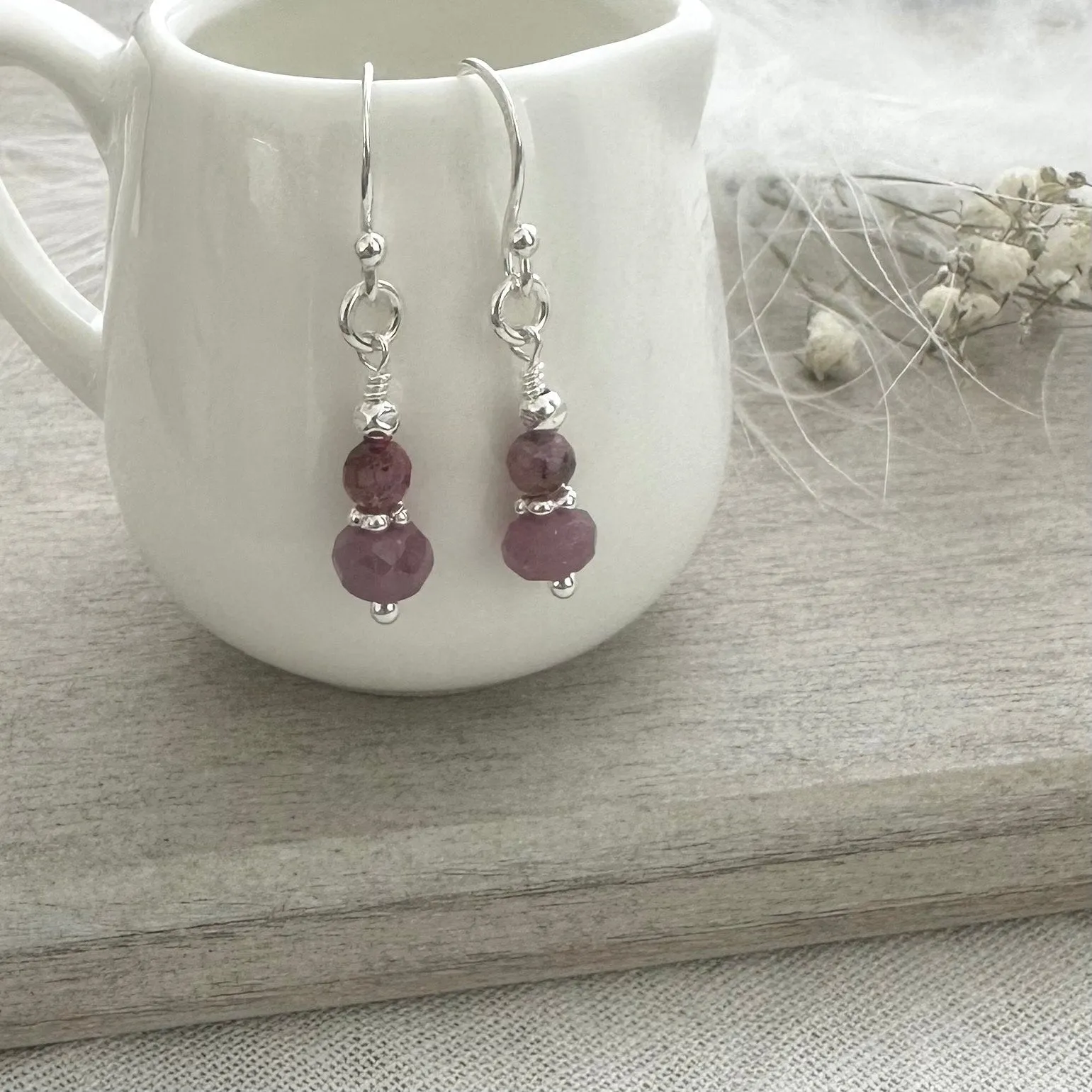 July Birthstone Ruby Earrings, Ruby Jewellery
