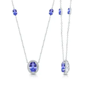 Kallati Tanzanite Diamond Halo Necklace