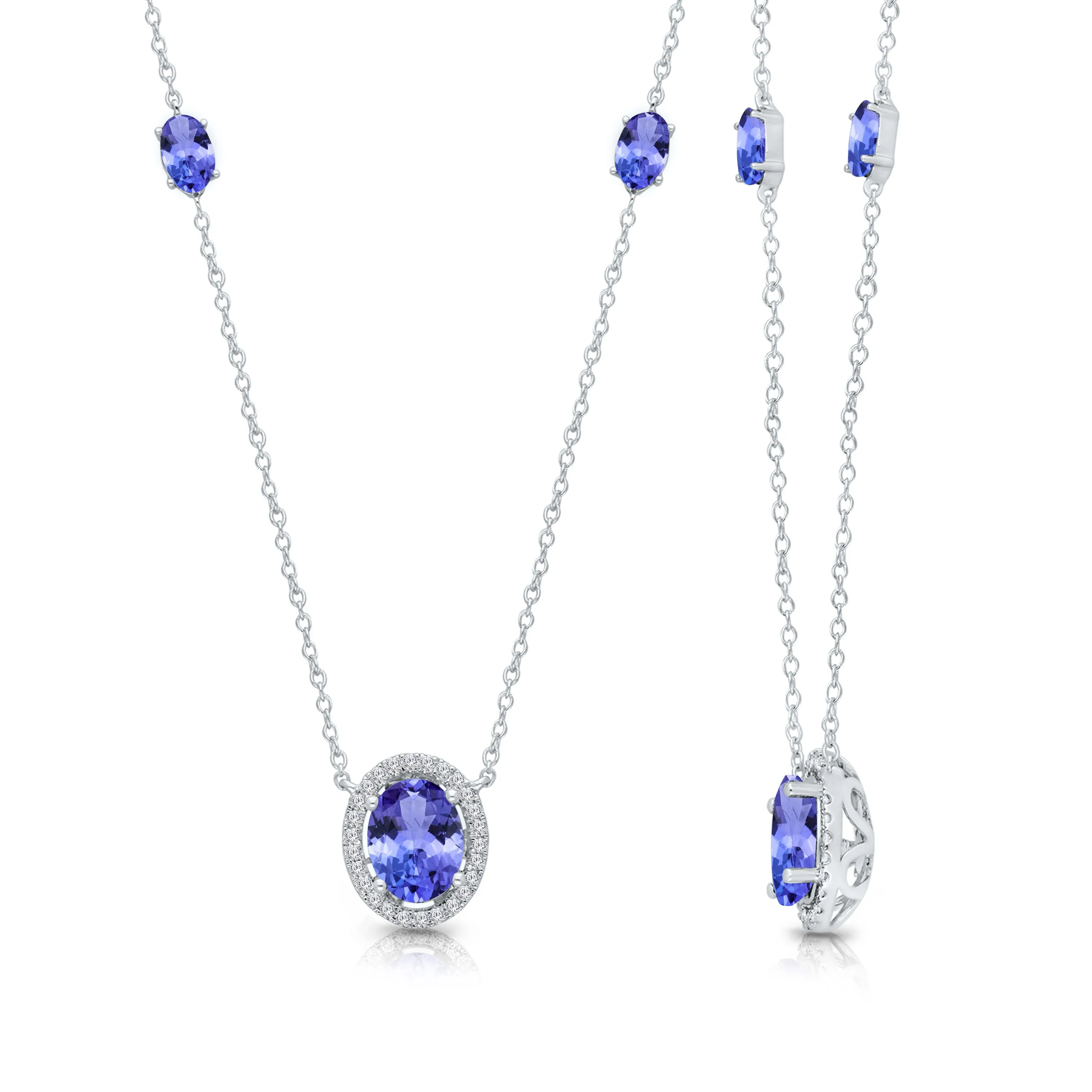 Kallati Tanzanite Diamond Halo Necklace