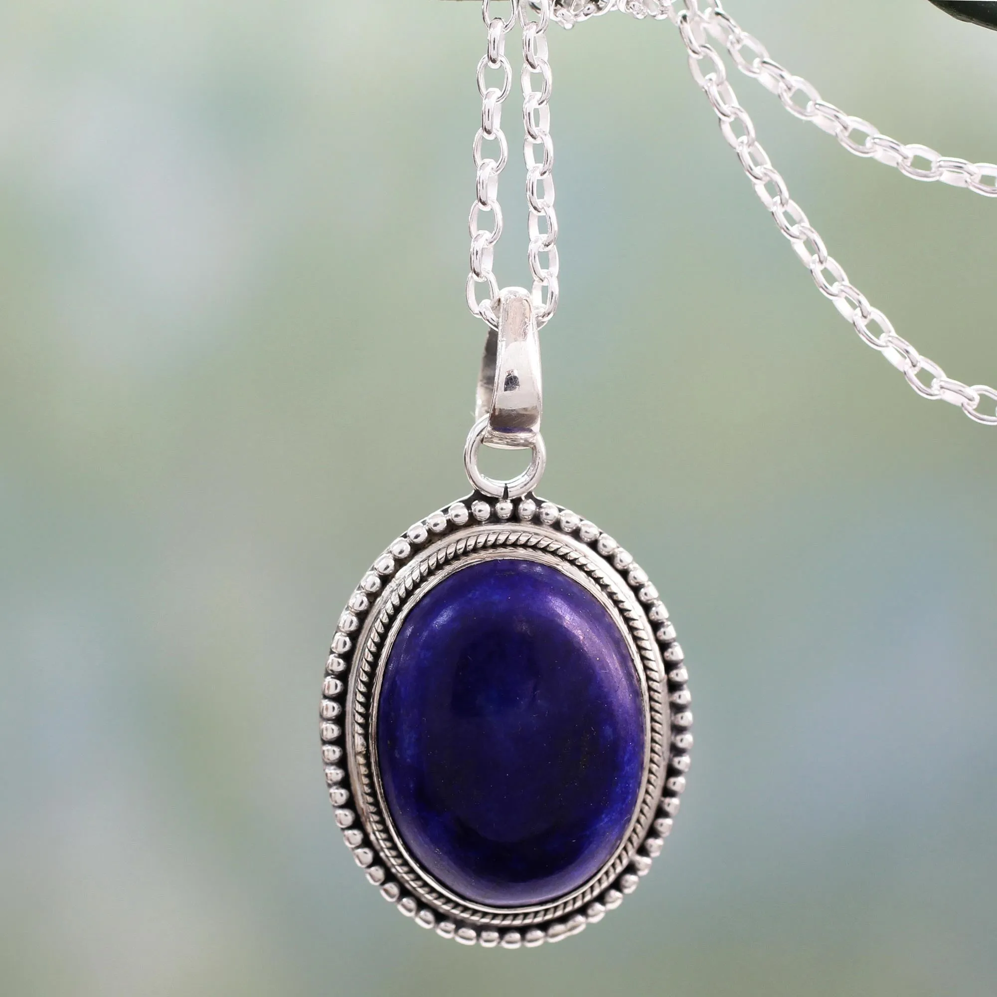 Lapis Lazuli Pendant on Artisan Crafted 925 Silver Necklace - True Clarity | NOVICA