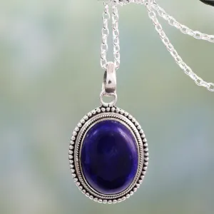 Lapis Lazuli Pendant on Artisan Crafted 925 Silver Necklace - True Clarity | NOVICA