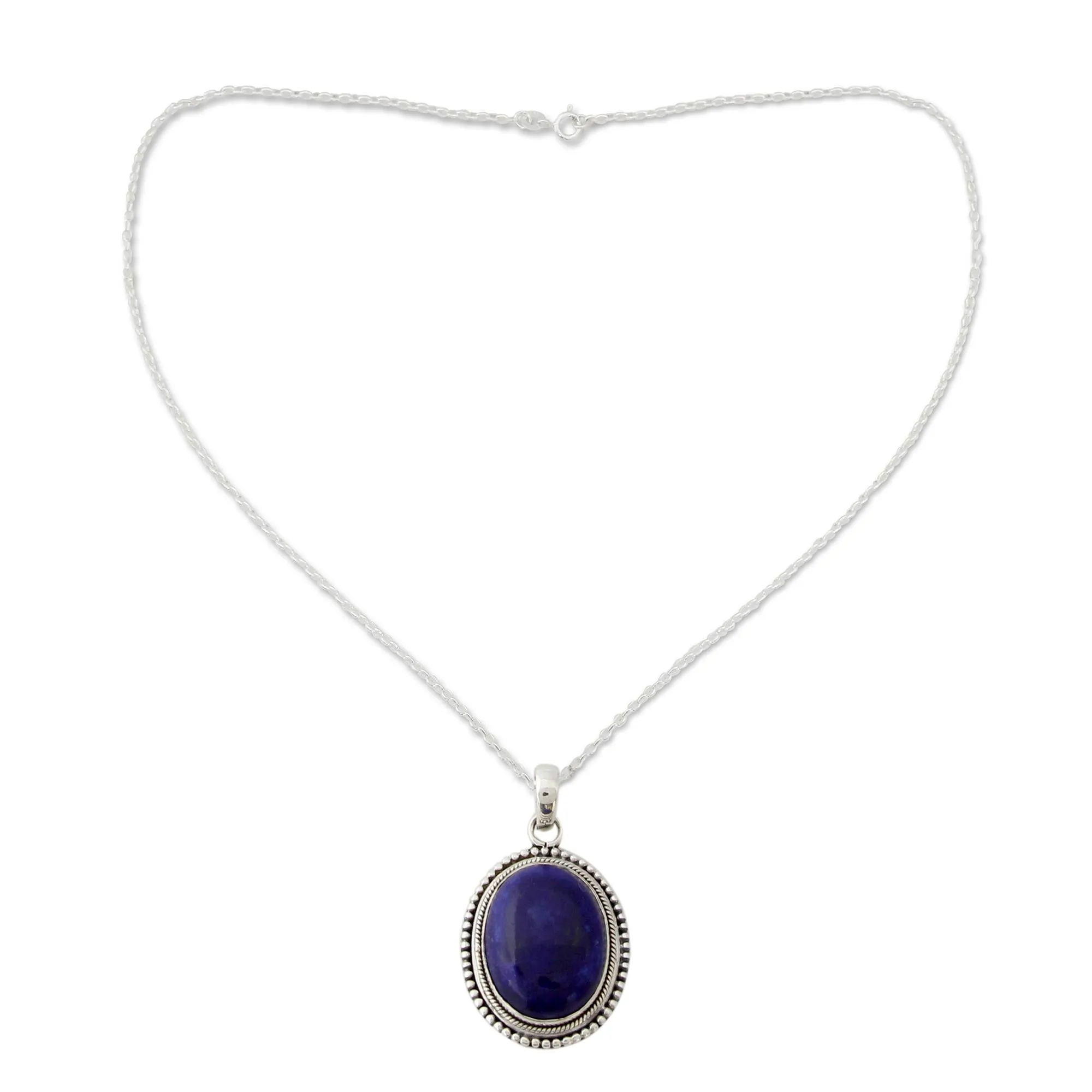 Lapis Lazuli Pendant on Artisan Crafted 925 Silver Necklace - True Clarity | NOVICA