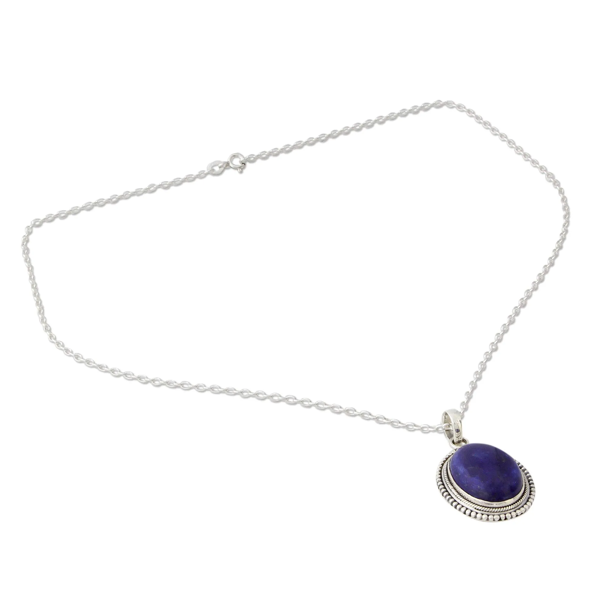Lapis Lazuli Pendant on Artisan Crafted 925 Silver Necklace - True Clarity | NOVICA