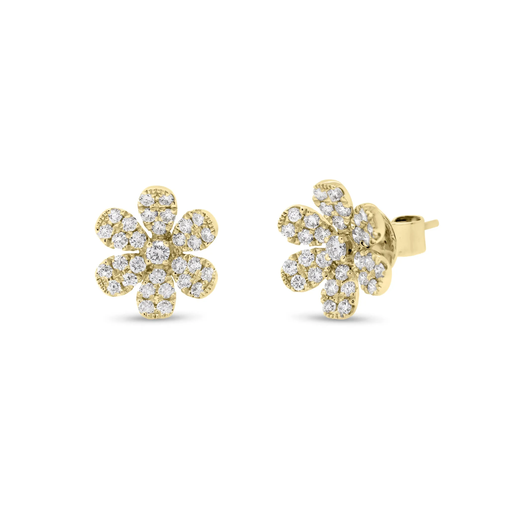 Large Diamond Flower Stud Earrings