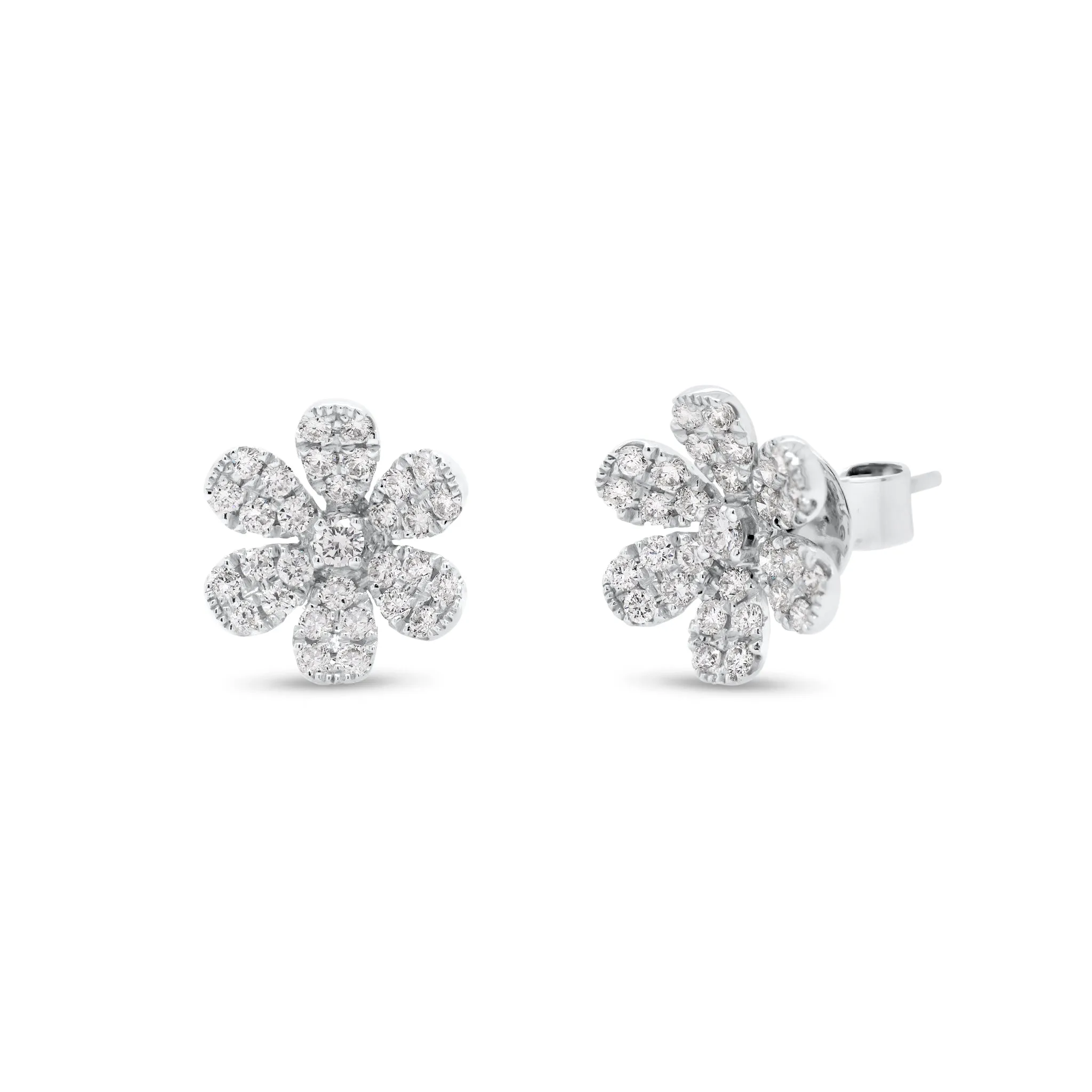 Large Diamond Flower Stud Earrings