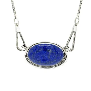 Large Lapis Lazuli Medallion & Sterling Silver Necklace