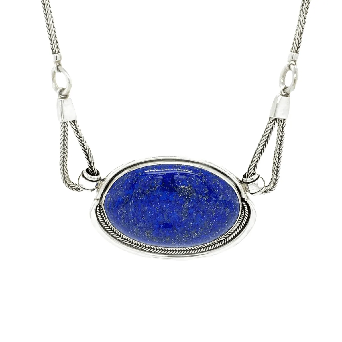 Large Lapis Lazuli Medallion & Sterling Silver Necklace