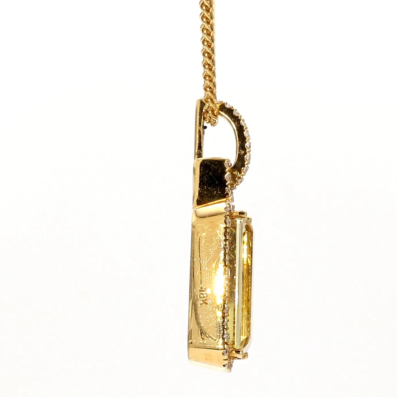 Lemon Quartz & Diamond Necklace