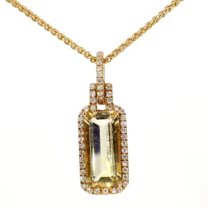 Lemon Quartz & Diamond Necklace