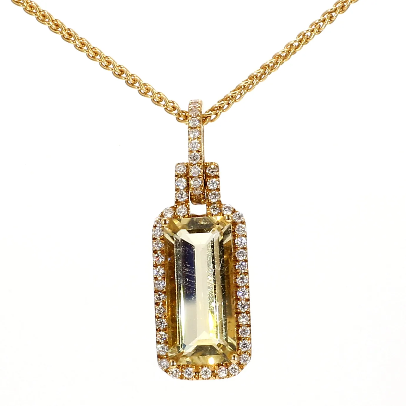 Lemon Quartz & Diamond Necklace