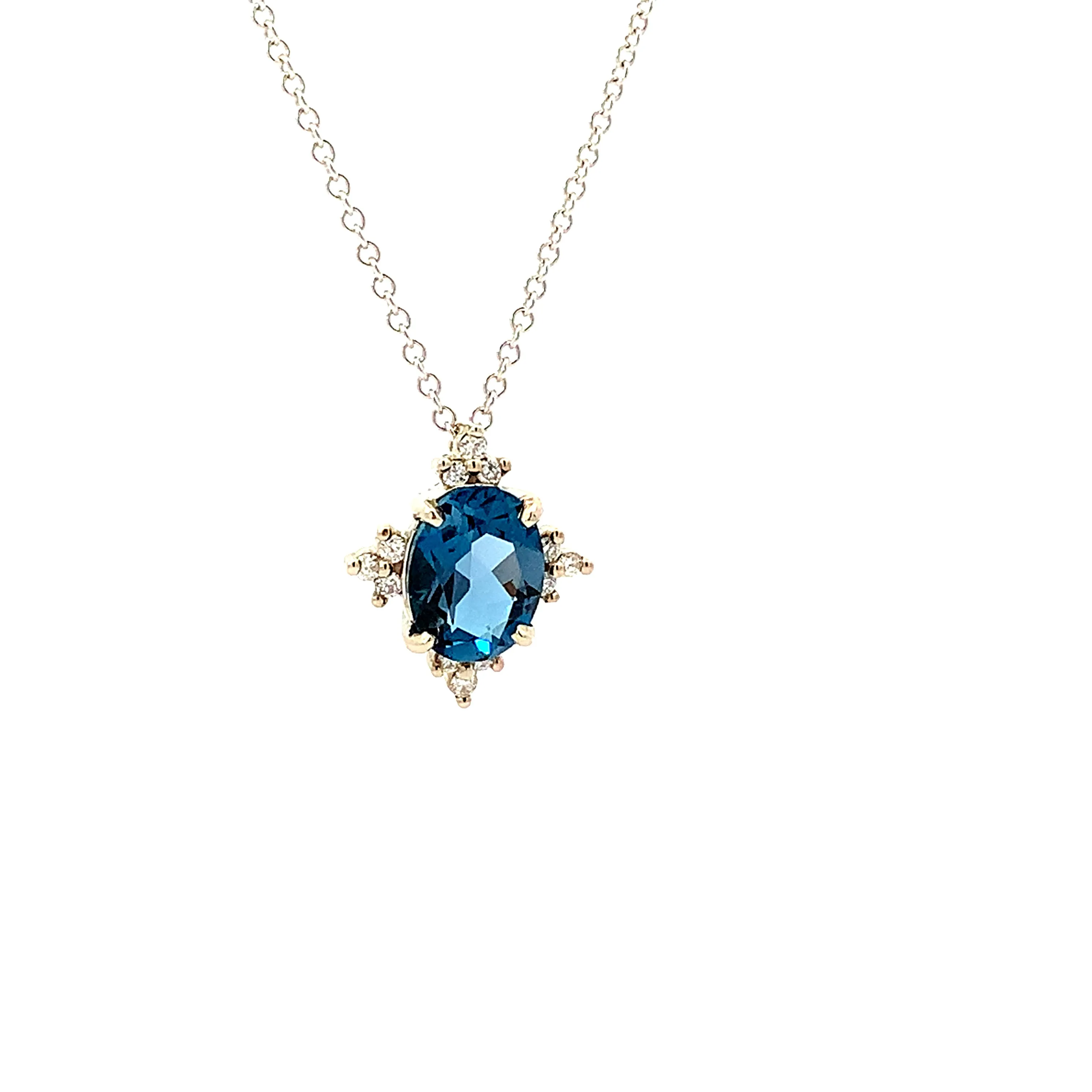 London Blue Topaz & Diamond Accent Necklace - made to order