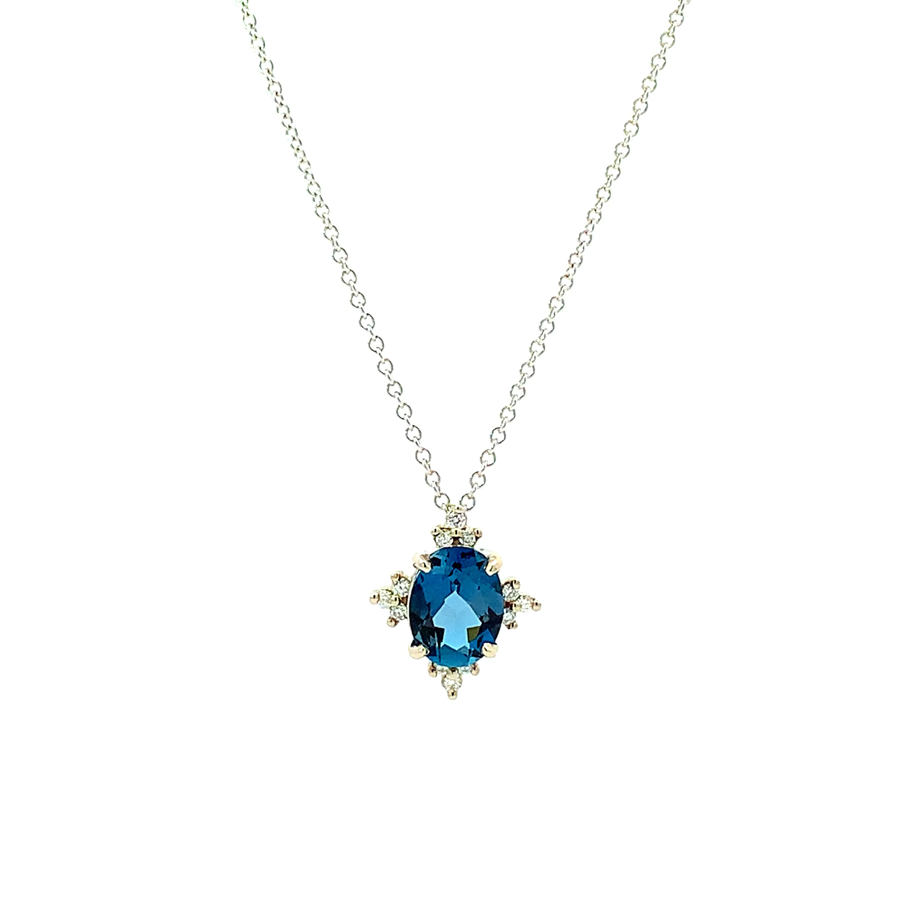 London Blue Topaz & Diamond Accent Necklace - made to order