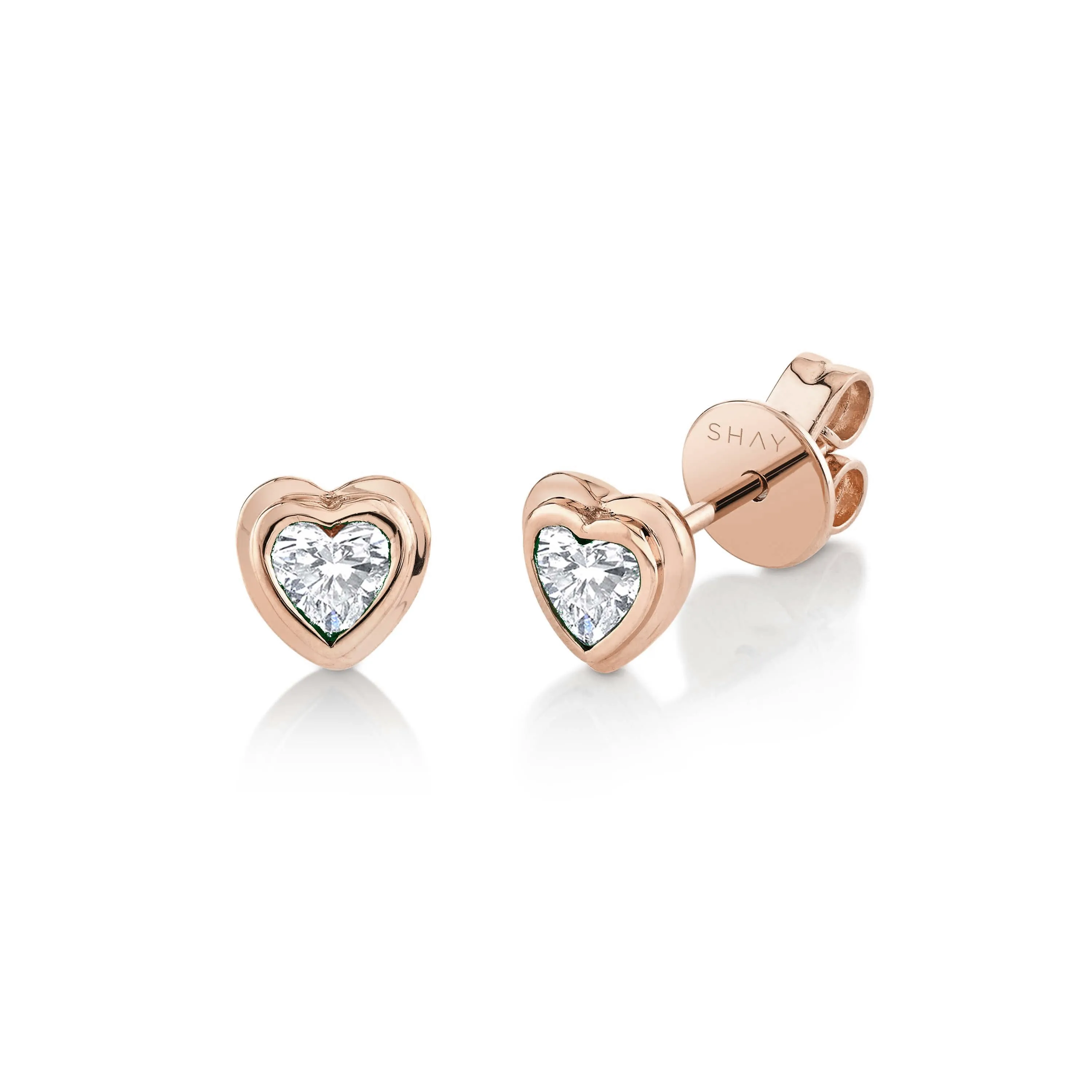 MINI ME DIAMOND BEZEL HEART STUDS