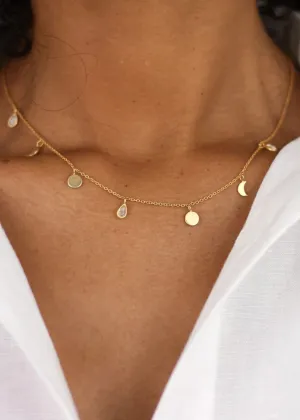 Moonstone Lunar Necklace In Gold Plated