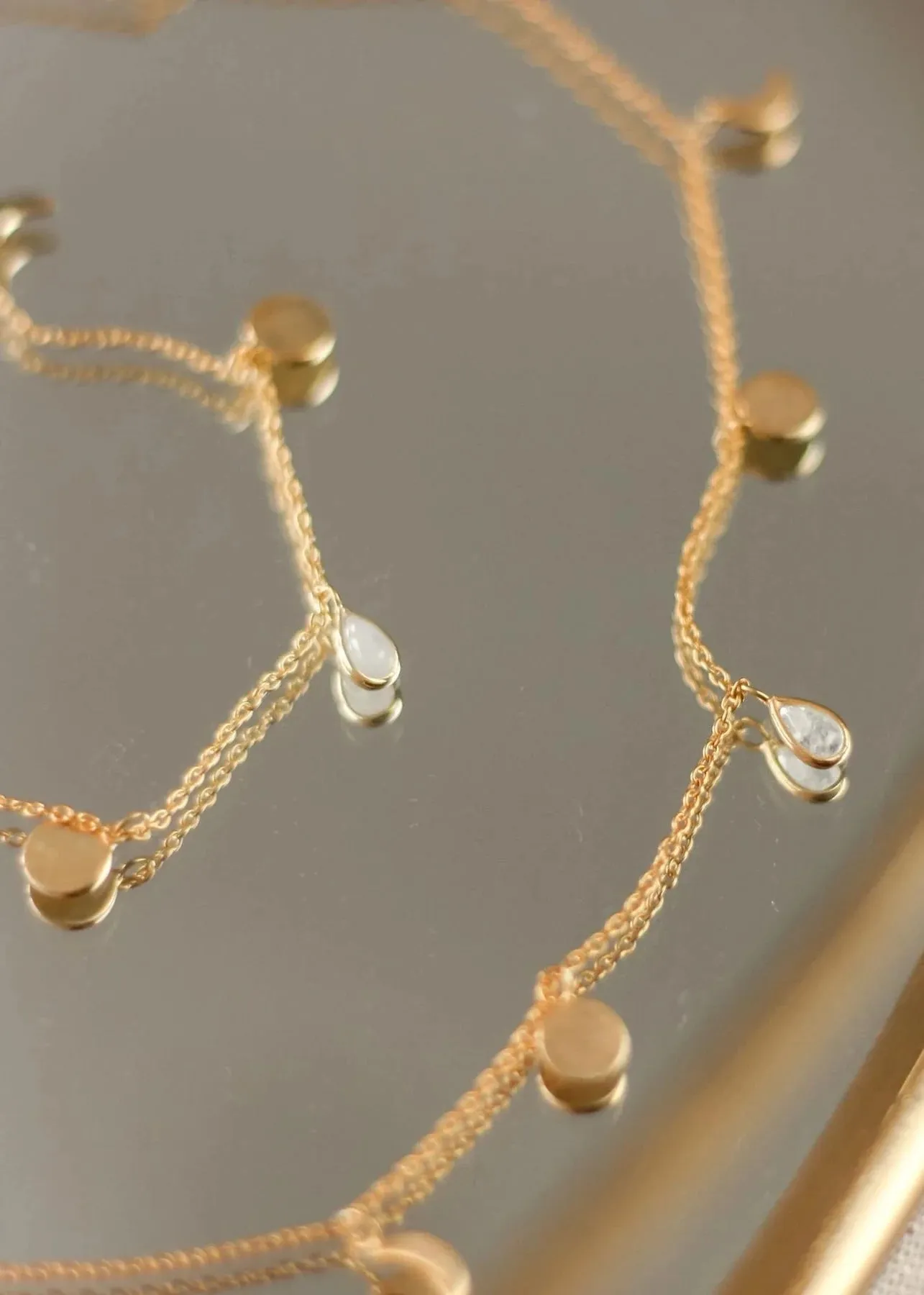 Moonstone Lunar Necklace In Gold Plated