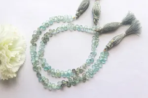 Moss Aquamarine Faceted Pear Shape Briolette | 5x7mm | 78 Pieces Full Strand | 9 Inch | Natural Moss Aquamarine | Beadsforyourjewellery