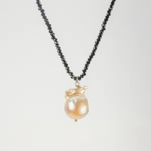 NEW! Baroque Pearl Pendant on Black Spinel Necklace by Rina Young