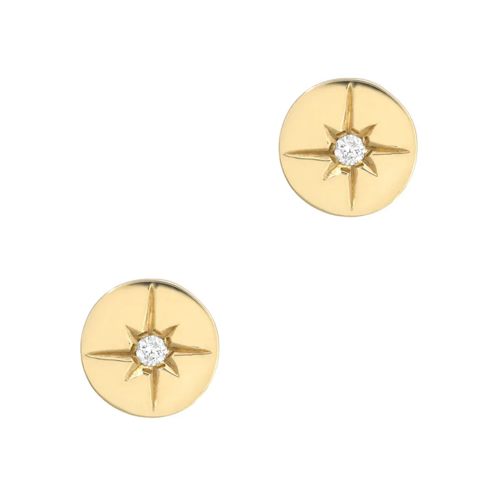 North Star Disc Post Earrings