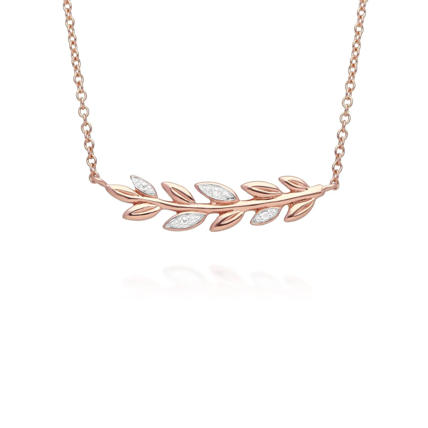 O Leaf Diamant Halskette & Ohrstecker Satz in 9ct Rose Gold