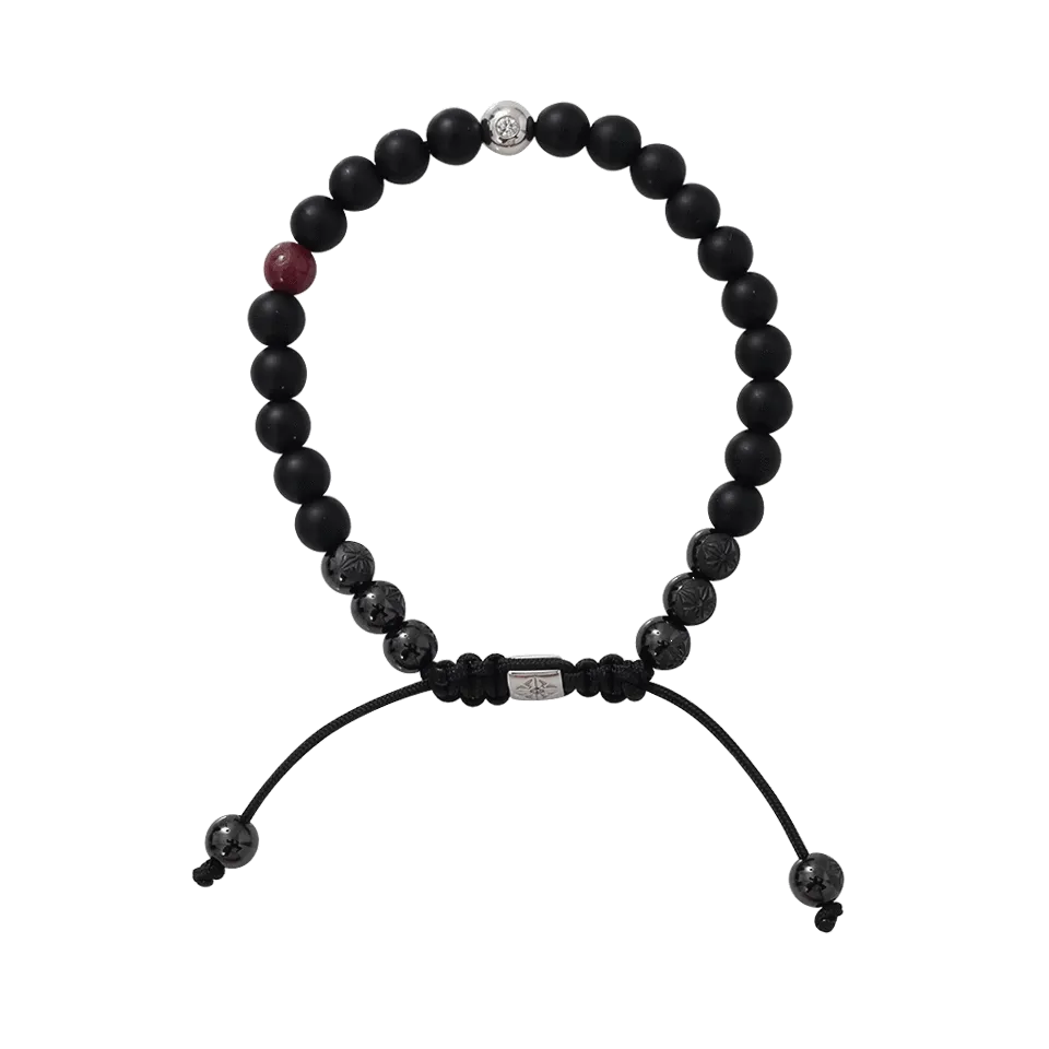 Onyx And Ruby Beaded Bracelet
