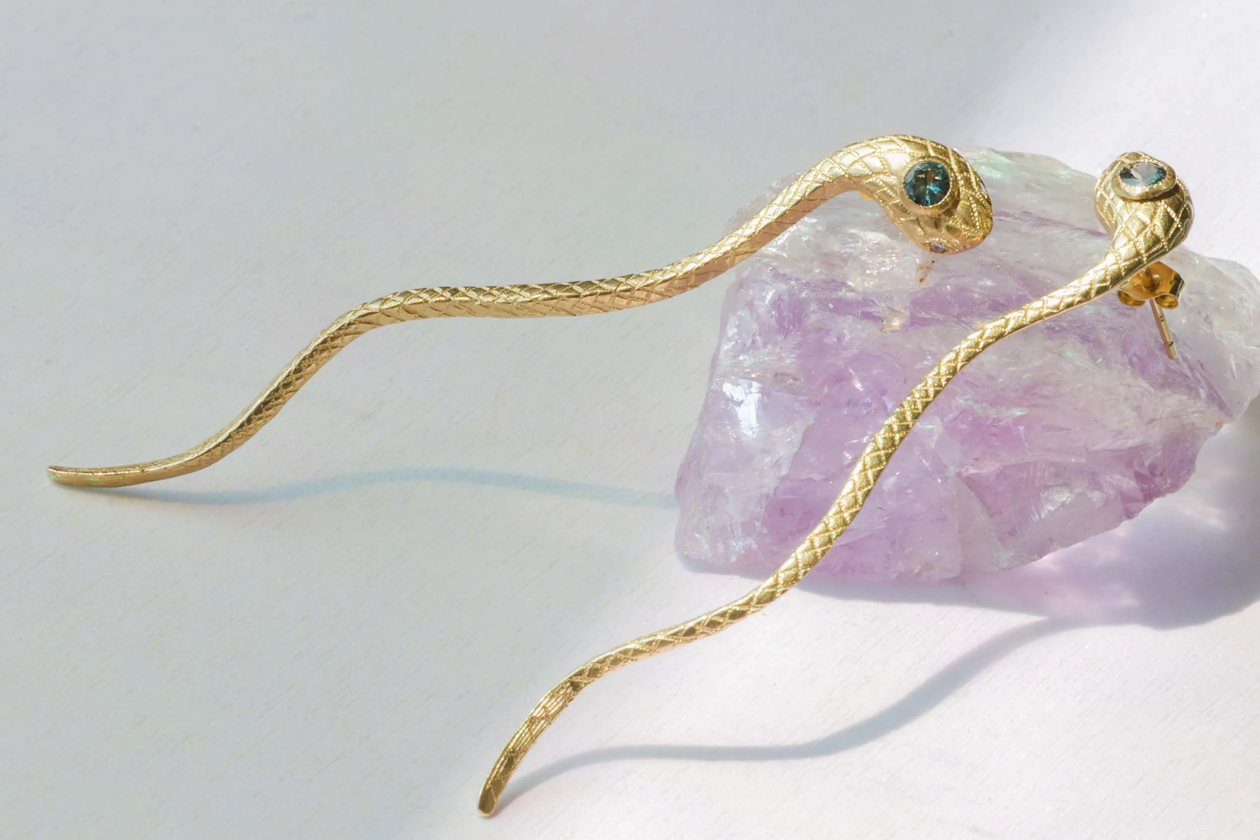 Ornata Ophidia Earrings / Green Sapphires
