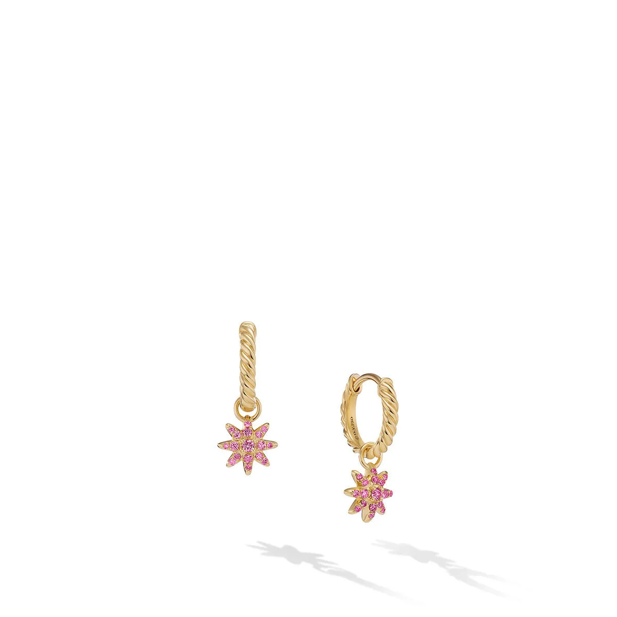 Petite Interchangeable Starburst Drop Earrings in 18K Yellow Gold with Pink Sapphires