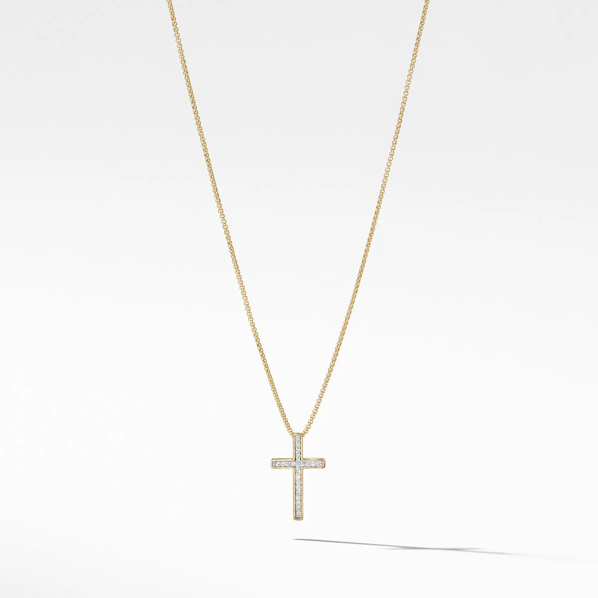 Petite Pave Cross Necklace with Diamonds in Gold