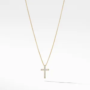 Petite Pave Cross Necklace with Diamonds in Gold