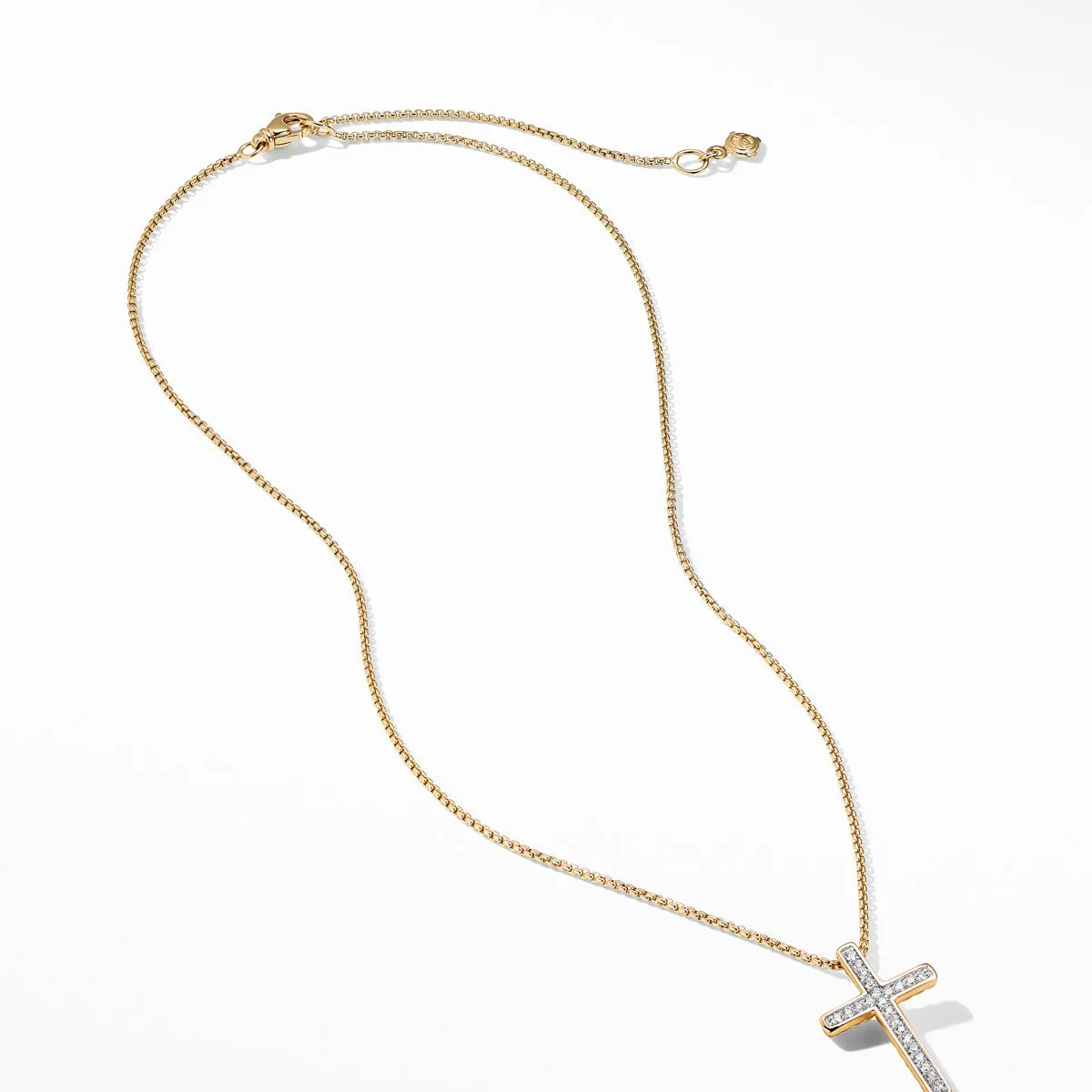 Petite Pave Cross Necklace with Diamonds in Gold