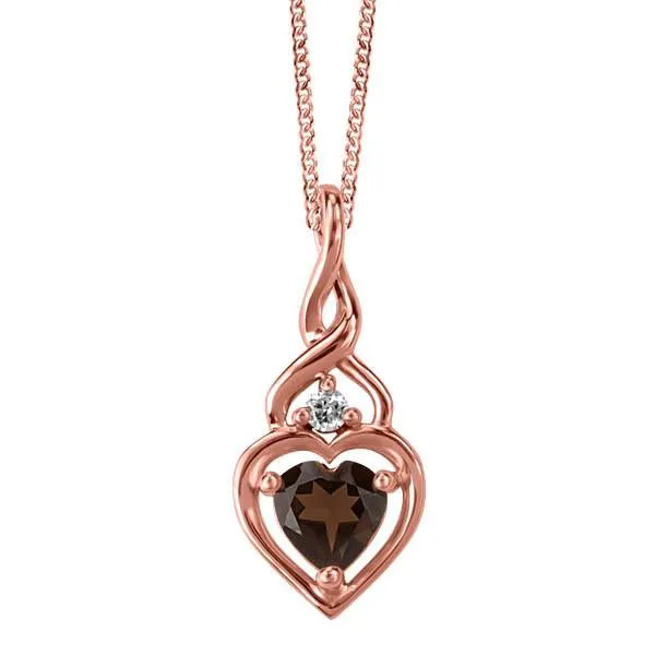 Pink Gold Diamond And Smoky Quartz Pendant